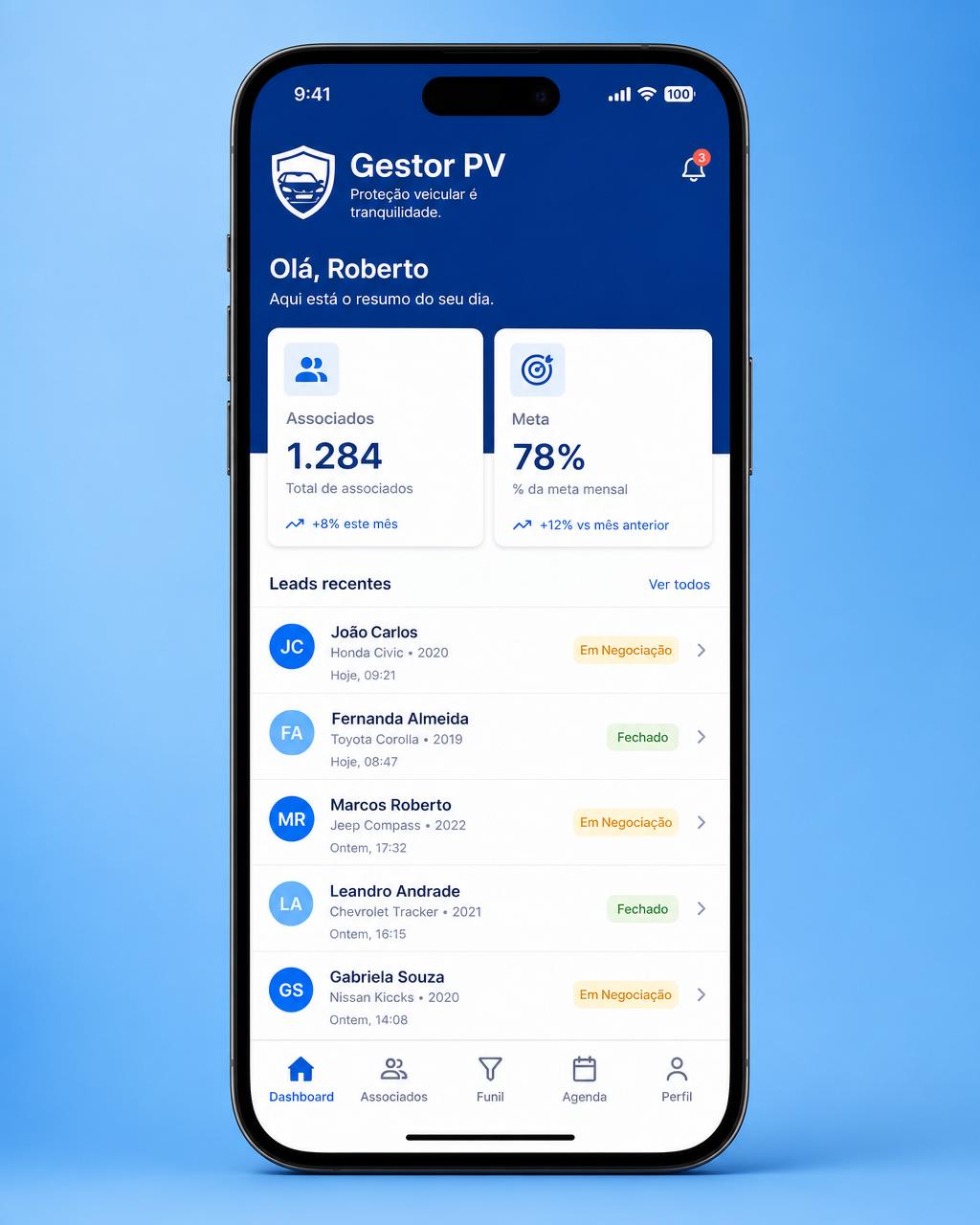 Aplicativo Gestor PV instalado em um iPhone